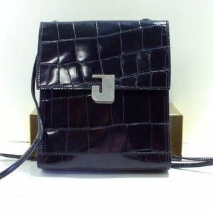 Vintage Joop! Black Leather Crocodile Embossed Crossbody with Silver Hardware.